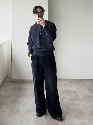 「WETTEMPT(ウィテンプト)のBRUSHED HENLEY NECK KNIT / ブラッシュドヘンリーネックニット(ニット/セーター)」を使った、おさゆうさん(メンズ・168cm)の秋コーディネート