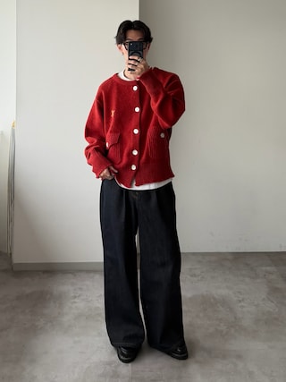「WETTEMPT（ウィテンプト）の1 TUCK BUGGY DENIM PANTS / ワンタックバギーデニムパンツ（デニムパンツ）」を使った、おさゆうさん（メンズ・168cm）の冬コーディネート