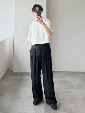 「WETTEMPT（ウィテンプト）のPIMA COTTON RELAX TEE / ピマコットンリラックスT（Tシャツ/カットソー、ホワイト系）」を使った、おさゆうさん（メンズ・168cm）の夏コーディネート