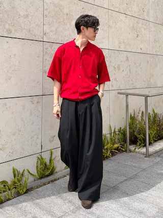 「WETTEMPT（ウィテンプト）のHIGH GAUGE S/S KNIT SHIRT / ハイゲージS/Sニットシャツ（シャツ/ブラウス）」を使った、おさゆうさん（メンズ・168cm）の春コーディネート