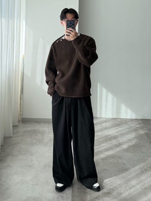 SHOULDER BUTTON RIB KNIT / ショルダーボタンリブニット（ニット