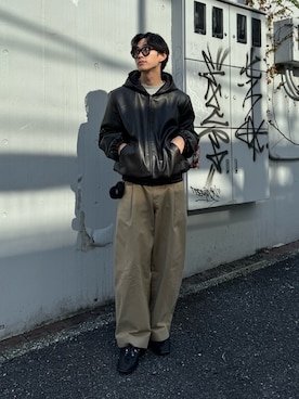 「STUDIO NICHOLSON（スタジオニコルソン）のアイテム（その他パンツ）」を使った、おさゆうさん（メンズ・168cm）の冬コーディネート