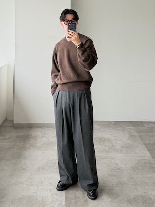 「WETTEMPT(ウィテンプト)のV-NECK WOOL LIKE KNIT / Vネックウールライクニット(ニット/セーター)」を使った、おさゆうさん(メンズ・168cm)の秋コーディネート