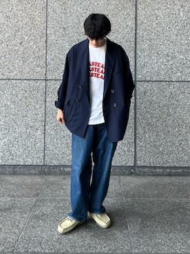 「ごきげんウィーク」｜「アイテム（モカシン/デッキシューズ）」を使った、おさゆうさん（メンズ・168cm）の春コーディネート