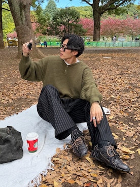 「アイテム（トップス）」を使った、おさゆうさん（メンズ・168cm・20代）の秋コーディネート