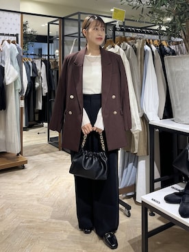 「A part by（アパートバイ）のＷライクテーラードスリットジャケット（テーラードジャケット）」を使った、hinakoさん（レディース・157cm）の秋コーディネート