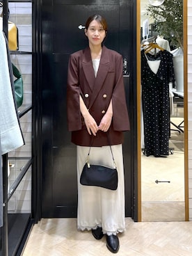 「A part by（アパートバイ）のＷライクテーラードスリットジャケット（テーラードジャケット）」を使った、hinakoさん（レディース・157cm）の秋コーディネート