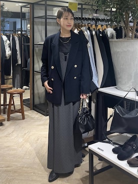 「A part by（アパートバイ）のＷライクテーラードスリットジャケット（テーラードジャケット）」を使った、hinakoさん（レディース・157cm）の秋コーディネート