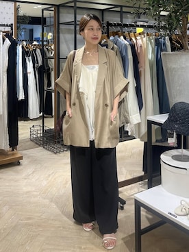 「アイテム（テーラードジャケット、イエロー系）」を使った、hinakoさん（レディース・157cm）の夏コーディネート