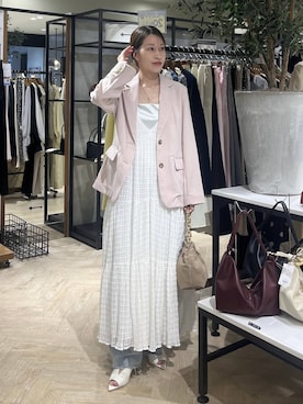 「A part by（アパートバイ）のチェーン2WAYBAG（ショルダーバッグ、ベージュ系）」を使った、hinakoさん（レディース・157cm）の春コーディネート