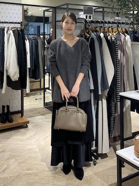 「A part by（アパートバイ）のサテンティアードキャミワンピース（ワンピース）」を使った、hinakoさん（レディース・157cm）の秋コーディネート