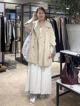 「A part by（アパートバイ）のApbカーブデニムパンツ（デニムパンツ、ブルー系）」を使った、hinakoさん（レディース・157cm）の春コーディネート