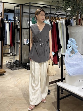 「A part by（アパートバイ）のナローストラップサンダル（サンダル、ホワイト系）」を使った、hinakoさん（レディース・157cm）の夏コーディネート