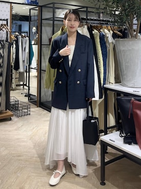 「A part by（アパートバイ）のイレヘムフレアスカート（スカート、ホワイト系）」を使った、hinakoさん（レディース・157cm）の春コーディネート