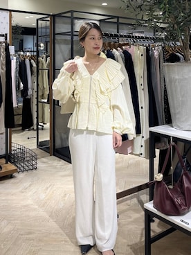 「A part by（アパートバイ）のハートモチーフバッグ（ショルダーバッグ、ホワイト系）」を使った、hinakoさん（レディース・157cm）の春コーディネート