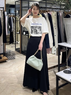 「A part by（アパートバイ）のチェーン2WAYBAG（ショルダーバッグ、グリーン系）」を使った、hinakoさん（レディース・157cm）の春コーディネート