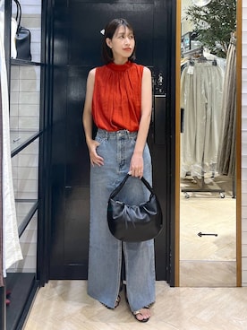 「アイテム（デニムスカート）」を使った、hinakoさん（レディース・157cm）の夏コーディネート