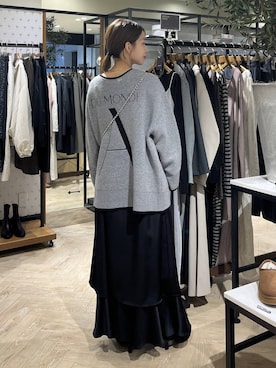 「A part by（アパートバイ）のサテンティアードキャミワンピース（ワンピース）」を使った、hinakoさん（レディース・157cm）の秋コーディネート