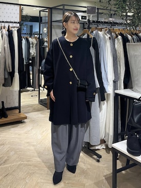 「アイテム（ノーカラーコート）」を使った、hinakoさん（レディース・157cm・20代）の秋コーディネート