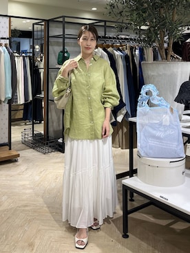 「A part by（アパートバイ）のハートモチーフバッグ（ショルダーバッグ、ホワイト系）」を使った、hinakoさん（レディース・157cm）の夏コーディネート