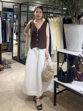 「A part by（アパートバイ）のチェーン2WAYBAG（ショルダーバッグ、ベージュ系）」を使った、hinakoさん（レディース・157cm）の春コーディネート