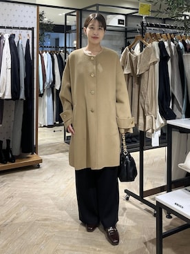 「アイテム（ノーカラーコート）」を使った、hinakoさん（レディース・157cm）の秋コーディネート