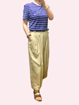 「ぽっちゃり」｜「アイテム（サロペット/オーバーオール）」を使った、すだちさん（レディース・162cm）の夏コーディネート