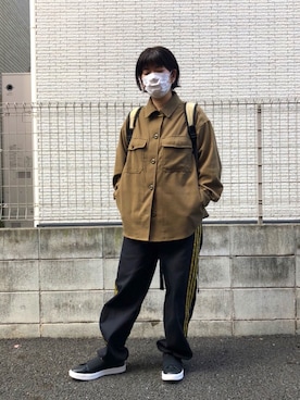 「GUコーデ」｜「アイテム（その他アウター）」を使った、すだちさん（レディース・165cm）の冬コーディネート
