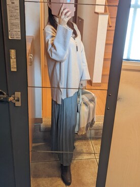 「サイドスリットニット」｜彩さん（レディース・157cm）の春コーディネート
