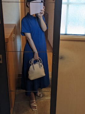 「GU（ジーユー）のアイテム（シャツワンピース）」を使った、彩さん（レディース・156cm）の夏コーディネート