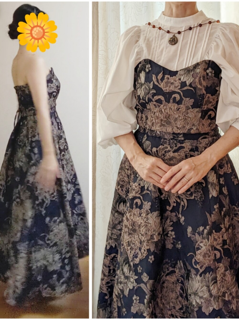 「ドレス、ジャガード、ワンピース、編み上げ」｜「RANDAのアイテム（ドレス、ブルー系）」を使った、彩さん（レディース・156cm）の夏コーディネートの1枚目の写真