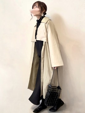 「ECRIRE（エクリール）のアイテム（ステンカラーコート）」を使った、みみみさん（レディース・163cm）の冬コーディネート