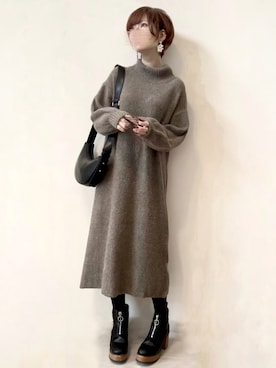 「ハイネックニット」｜みみみさん（レディース・163cm）の冬コーディネート