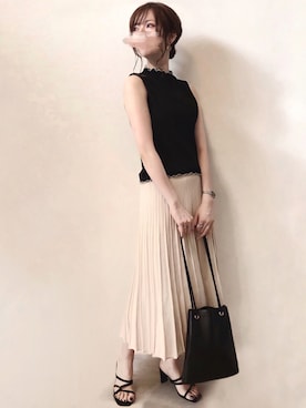 「メロートップス」｜「アイテム（アクセサリー）」を使った、みみみさん（レディース・163cm）の夏コーディネート