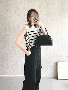 「ワークパンツ」｜「アイテム（ローファー）」を使った、みみみさん（レディース・163cm）の夏コーディネート