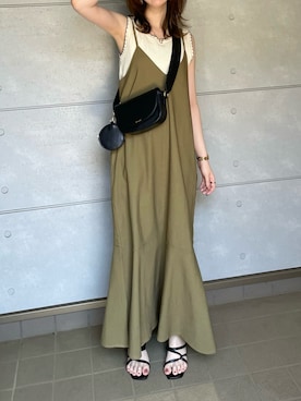 「ノースリーブニット」｜「アイテム（ワンピース/ドレス）」を使った、みみみさん（レディース・163cm）の夏コーディネート