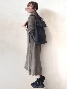 「アイテム（アナログ腕時計、ピンク系）」を使った、みみみさん（レディース・163cm）の秋コーディネート