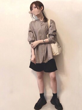 「petitcro（プティクロ）のpetitcro  ワイドバングル PCKB1901001（バングル/リストバンド）」を使った、みみみさん（レディース・163cm）の夏コーディネート