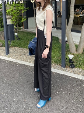 「ノースリーブニット」｜「アイテム（オールインワン・サロペット）」を使った、みみみさん（レディース・163cm）の夏コーディネート