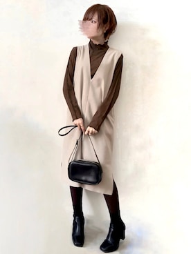 「メロートップス」｜「アイテム（ブーツ）」を使った、みみみさん（レディース・163cm）の春コーディネート