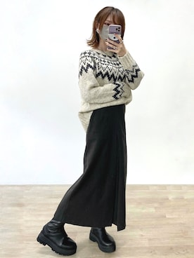 「ノルディックセーター」｜みみみさん（レディース・163cm）の冬コーディネート
