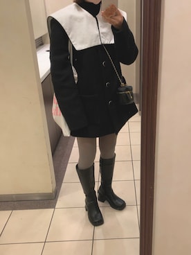 「チェーンバッグ」｜「アイテム（その他アウター）」を使った、makiさん（レディース・156cm）の冬コーディネート