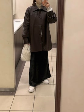 「ENOF（イナフ）のアイテム（スカート）」を使った、makiさん（レディース・156cm）の冬コーディネート