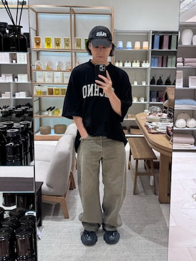 「is-ness（イズネス）のアイテム」を使った、大庭葉藏さん（メンズ・178cm）の夏コーディネート