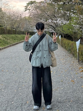 「アイテム（ミリタリージャケット）」を使った、Kaiさん（メンズ・173cm）の春コーディネート