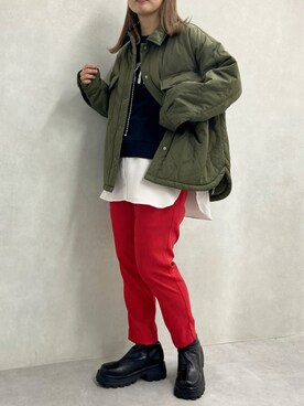 「prose verse（プロズヴェール）のアイテム（ブルゾン）」を使った、みーやんさん（レディース・155cm）の秋コーディネート