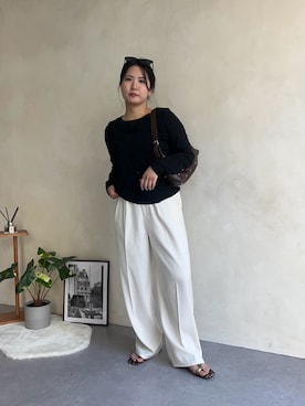 「prose verse（プロズヴェール）のウェリントンサングラス（サングラス、ブラック系）」を使った、みーやんさん（レディース・155cm）の春コーディネート