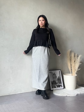 「prose verse（プロズヴェール）のトラックソールストレッチショートブーツ（ブーツ、ブラック系）」を使った、みーやんさん（レディース・155cm）の夏コーディネート