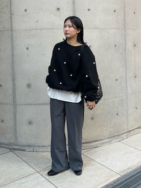 「prose verse（プロズヴェール）のアイテム（スウェット）」を使った、みーやんさん（レディース・155cm）の冬コーディネート