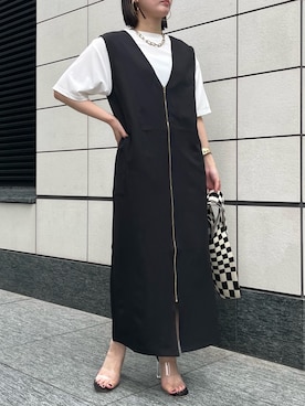 「prose verse（プロズヴェール）のアイテム（ジャンパースカート）」を使った、みーやんさん（レディース・155cm）の夏コーディネート